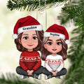 Grandma & Teen Grandkids Crossed Legs Christmas Gift Personalized Acrylic Ornament