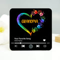 Grandma Mom Heart Hand Print Personalized Music Fridge Magnet, Heartfelt Gift for Grandma, Mom