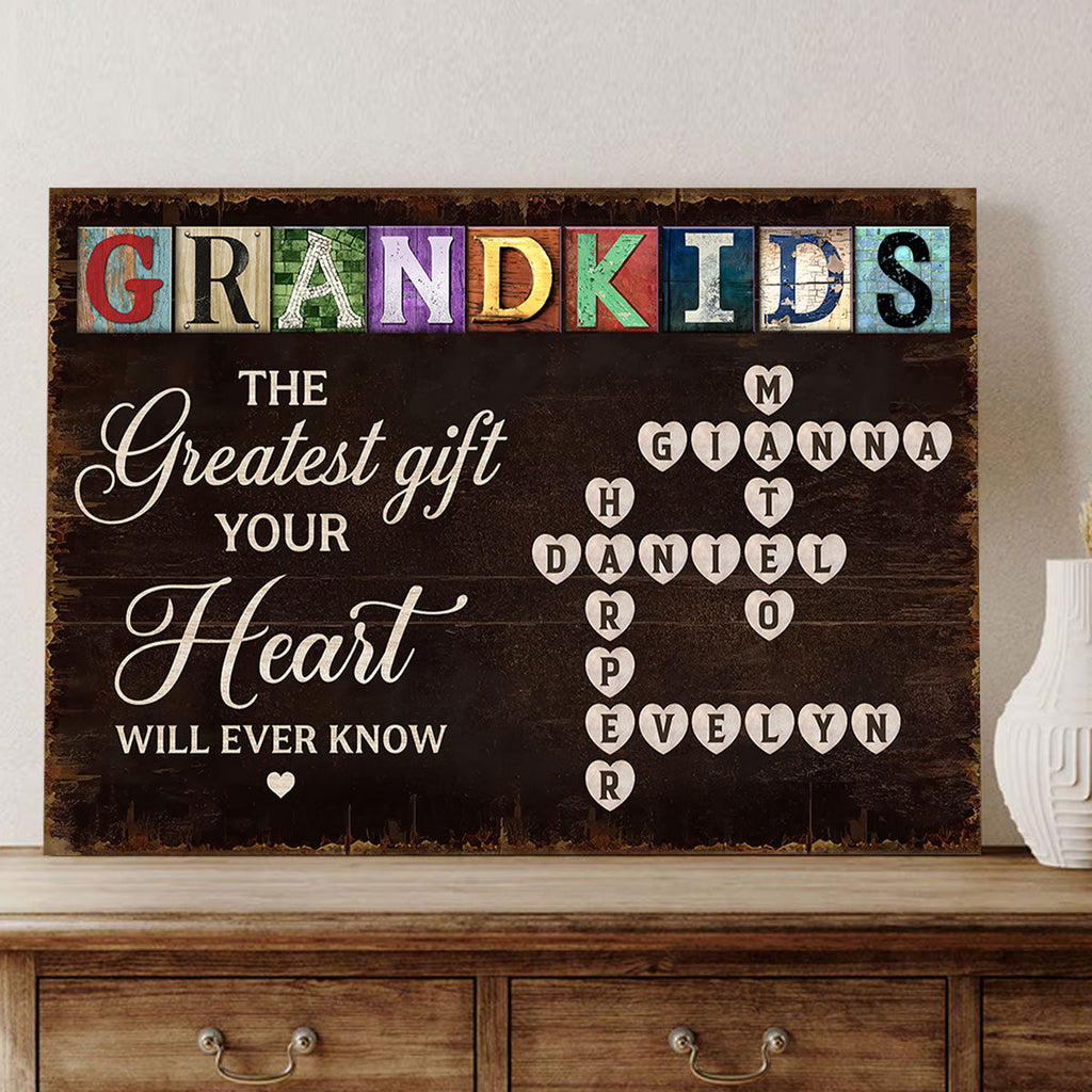 Grandma To Us You Are The World Crossword Puzzle Art Personalized Wrapped Canvas